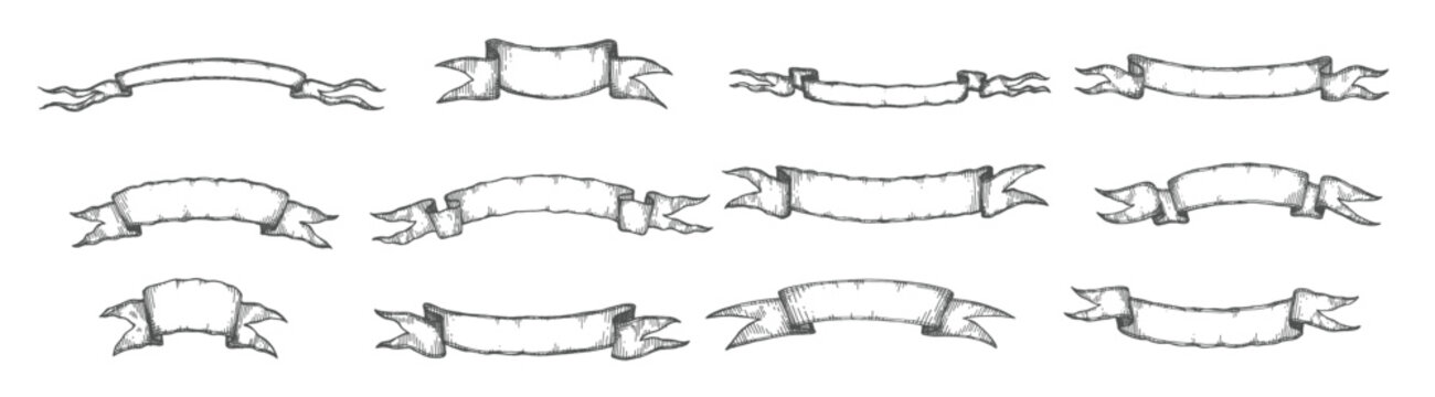 vintage heraldic ribbon pennant and sketch banner