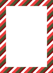 Obraz premium Christmas border frame. Merry Christmas Candy cane rectangle frame card elements decoration. New Year picture frame ribbon with red, white or green stripes. Vertical Christmas border frame.