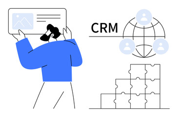 CRM concept. CRM solutions streamline client interactions and enhance customer engagement. CRM systems improve organization, boost sales, and support effective business strategy. Perfect