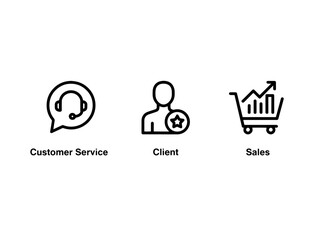 Fototapeta premium Customer Service Client Sales Minimal Bold Line Icon Set