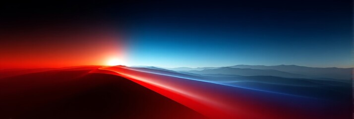 Colorful abstract background with red to sky blue gradient and mountain-like shapes, ideal for creative design, digital art, or modern branding