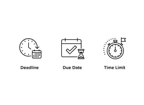 Deadline Due Date Time Limit Minimal Bold Line Icon Set