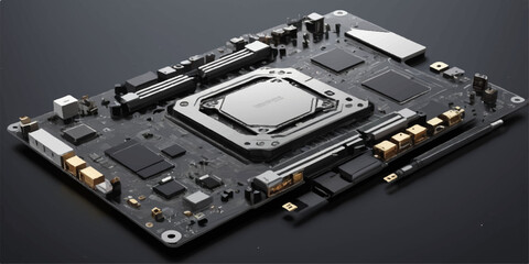 Futuristic electronic motherboard design symbolizing modern computing hardware systems