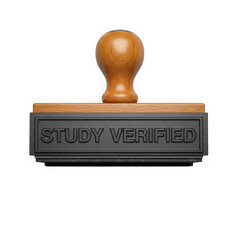 Study verified rubber stamp with wooden handle