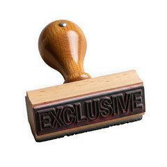Wooden exclusive rubber stamp on white background