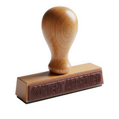 Wooden rubber stamp with content approved text