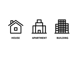 Obraz premium House Apartment Building Icon Set Minimal Bold Line