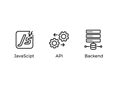 JavaScript API Backend Icon Set Minimal Bold Line