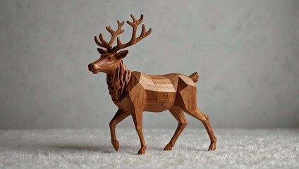 Geometric Wooden Reindeer Decoration. generative ai
