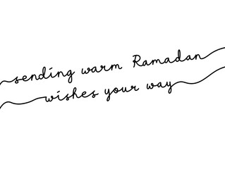 Handwritten Ramadan Greeting with Elegant Calligraphy on White Background