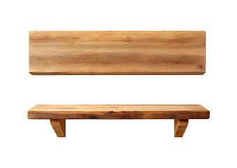 Rustic Wooden Shelf and Header Sign on a transparent background for Product Display Mockup