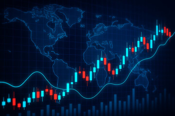 Naklejka premium Global financial market trends and stock exchange data analysis