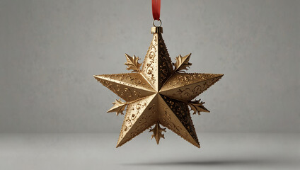 Elegant White and Gold Star Ornament. generative ai