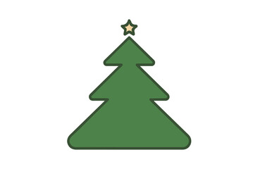 Simple Dark Green Christmas Tree Icon with Star