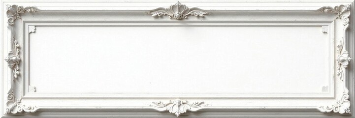 Elegant white rectangle frame, distressed texture, ornate pattern , textured frame, antique