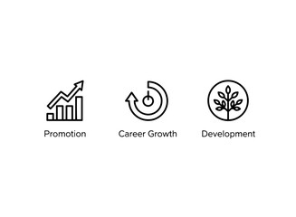 Promotion Career Growth Development Minimal Bold Line Icon Set