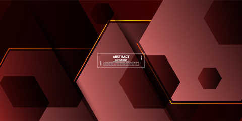 Abstract dark background with geometric shapes, red hexagonal pattern element design. Simple banner concept. EPS10 vector.