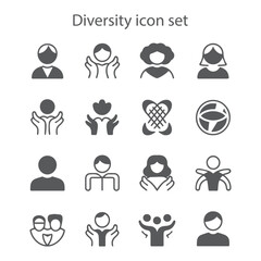 A powerful solid vector icon set representing diversity, unity, love, relationships, and social inclusion for community and business themes.