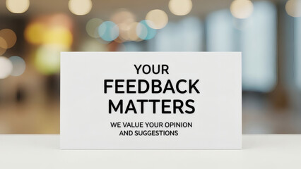 Your Feedback Matters placard with bokeh background