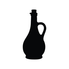 Oil bottle silhouette icon vector flat design.