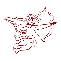 Flying Cupid shoots an arrow aiming for love during a celebration of romance and affection