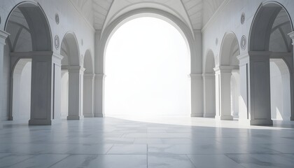 Fototapeta premium Geometric Arched Interior Architecture Background Showcasing Modern Design in Minimal 3D Render