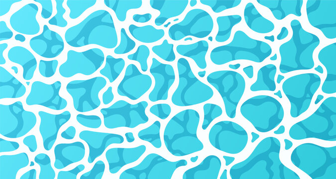 Blue ocean wave. Rippled water surface with sunlight reflecting. Top view. Beach, Ocean clean and deep water. Vector illustration