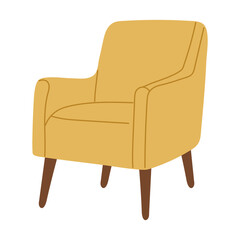 Cozy chair design with simple lines and a bright color suitable for home or office seating arrangement