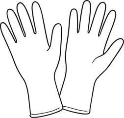 Line Art Medical Examination Gloves Illustration.eps