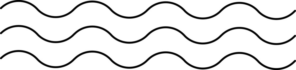 Ocean, sea waves flat simple lines icons symbols set - line wave ornament