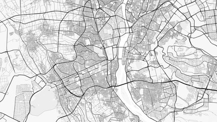 Fototapeta premium Giza City Map. Minimalist black and white line art poster for printing, wallpaper, wall art, and map resources for home and office decor
