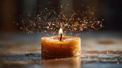 Enchanting Candle Illuminating with Magical Sparkles for Cozy Home Atmosphere and Warm Decorative Lighting Inspiration
