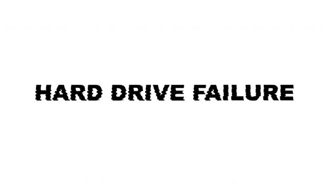 Hard drive failure digital error data problem warning suitable for illustrating data loss, hardware malfunction, or cyber security issues.