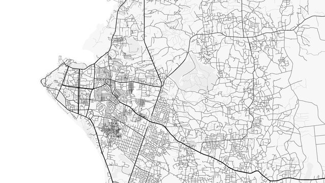 Zanzibar City Map. Minimalist black and  white line art poster for printing, wallpaper, wall art, and map resources for home and office decor