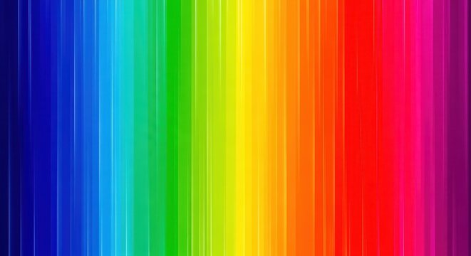 Vibrant vertical rainbow color spectrum background with bright, glowing, abstract light bar pattern