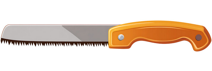 Professional Orange-Handled Saw on Transparent Background for Woodworking Projects