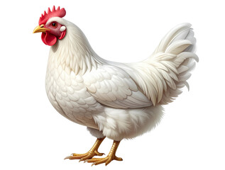 Fototapeta premium Solitary White Chicken Standing, Isolated on Transparent White Background PNG