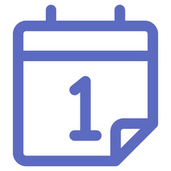 Flat Colored Date Icon for Day Marker and Time Scheduling