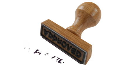Wooden stamp with approved impression