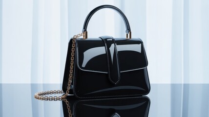 Sophisticated Black Handbag: A sleek, black handbag, its glossy surface reflecting the refined taste of fashion-forward individuals.