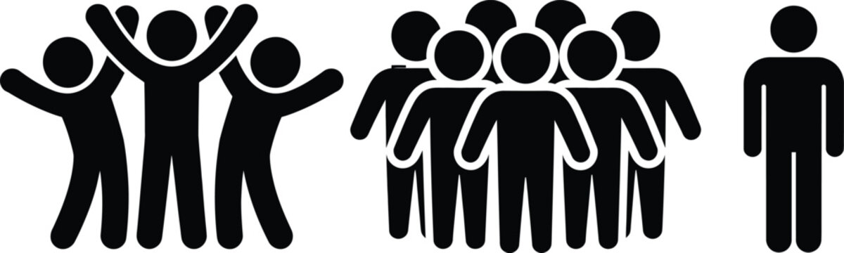 A pictogram illustration showing different social groups and individual isolation