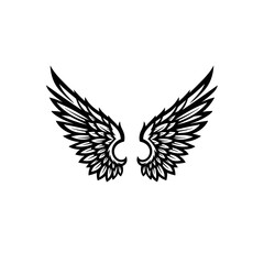 Detailed Black and White Wings Illustration for Graphic Design.