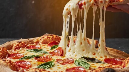 Pizza Pie Day Festive With Melted Cheese Stretch and Freshly Lifted Slice