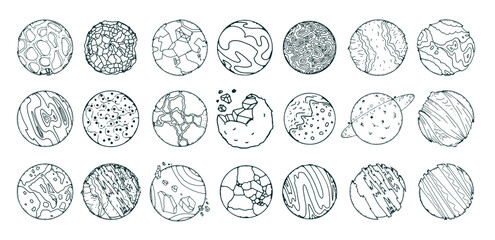 Planets Illustrations in Art Ink Style © Raafez