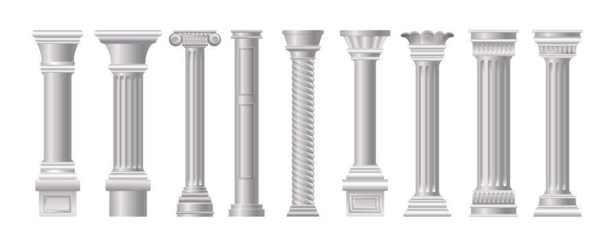 pillar icons set cartoon style