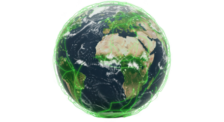 Green network enveloping earth