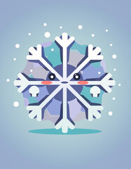 Shivering snowflake character feeling cold