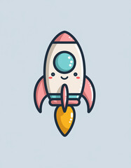 Motivated rocket character ready to launch