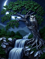 Fototapeta premium An Owl sitting on a tree