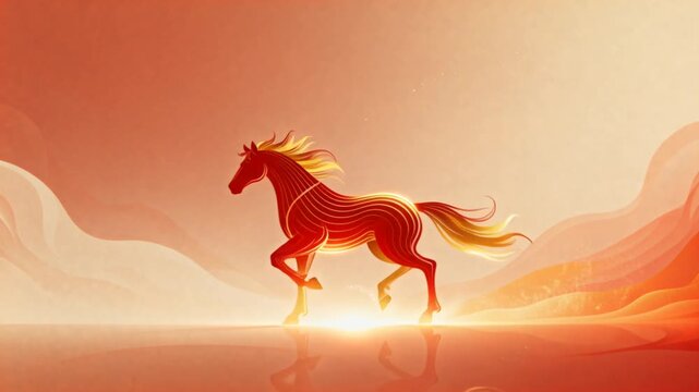 animated modern lunar new year backdrop slow light movement abstract horse symbol seamless loop perfect for chinese new year and lunar new year